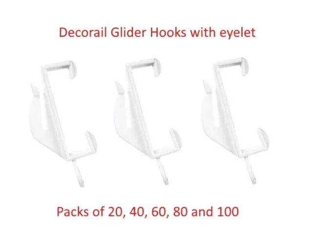 Decorail White Curtain Hooks Rail Track Glider Runners Loop Monorail Free Post