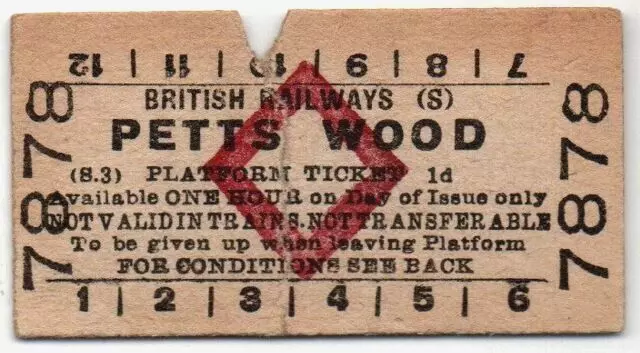 BR(S) Platform Ticket Petts Wood 1d (S.3)