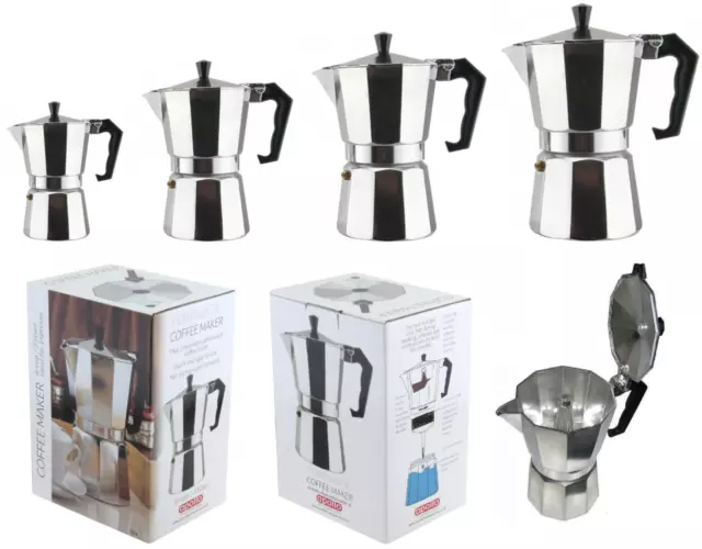 1,3,6,9,12 Cups Espresso Coffee Maker Aluminium Moka Pot Percolator Stove Top