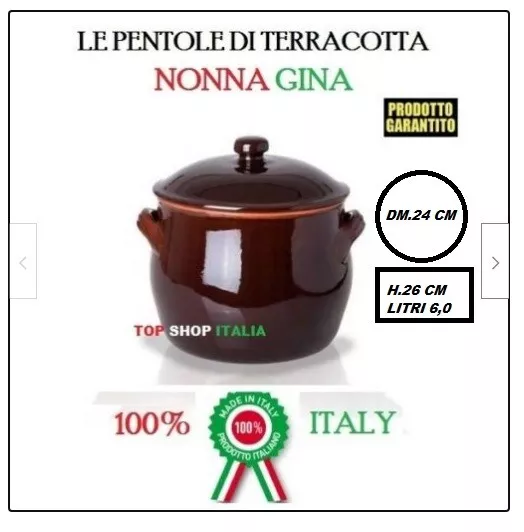 Pentola + Coperchio Creta Dm. 24 Nonna Familia Terracotta Coccio Pignata 7 2023