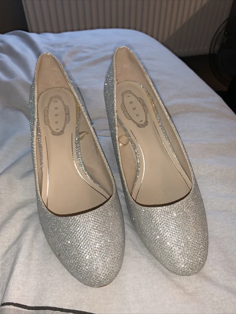 Ladies silver glitter Occasion heels Size 6
