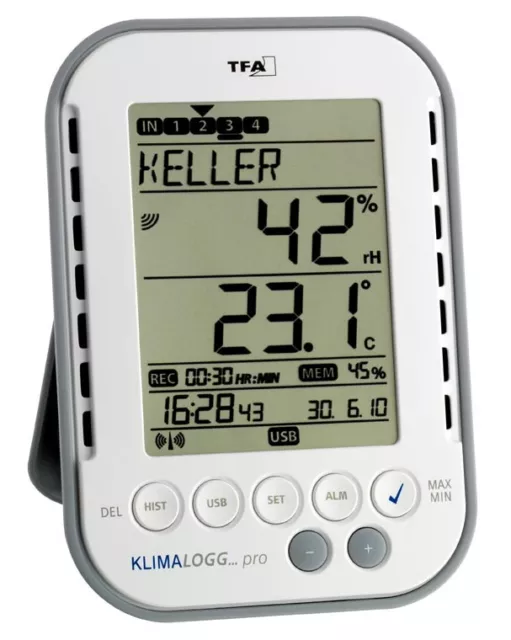 TFA 30.3039 + TFA 30.3180 Klimalogg Pro Thermometer Hygrometer Station + Sender