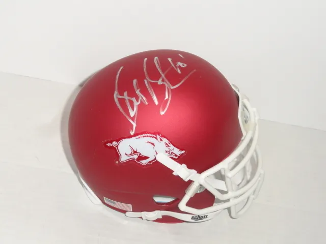 Bret Bielema Signed Arkansas Razorbacks Red Mini Helmet Autographed Proof