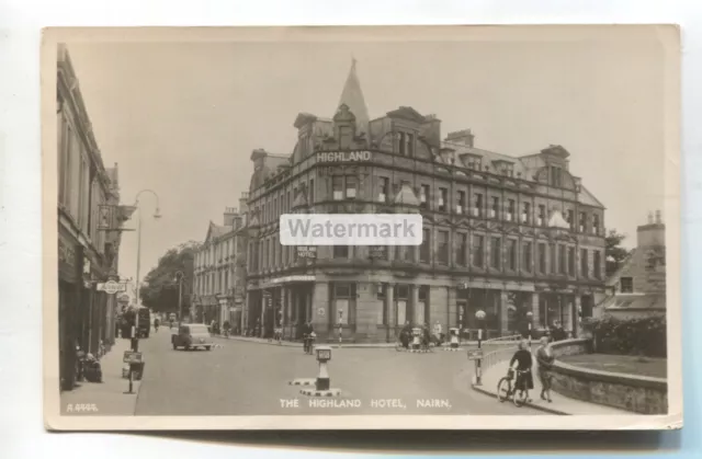 Nairn - The Highland Hotel and street scene - c1950's real photo postcard