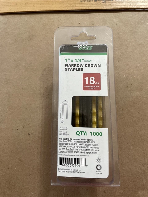 Grip Fast 18 Gauge 1” Narrow Crown Staples 1/4" Crown 800 open box !