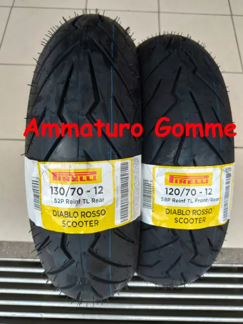 Coppia 120/70 12 58P 130/70 12 62P Dot 2023+Omaggio Pirelli Diablo Rosso Scooter