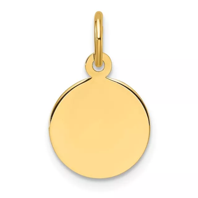 14K Yellow Gold Plain .011 Gauge Circular Engravable Disc Charm Pendant