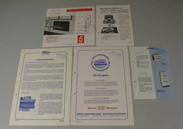 5x alte Reklame auf Papier - Südgas + Ermeto + Anleitung + Prospekt + Flyer /280
