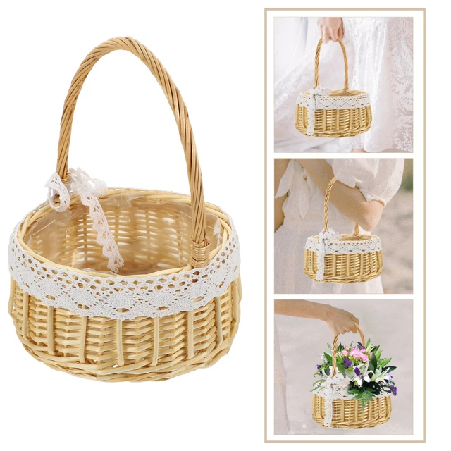 Panier Fleurs Mariage En Osier - 2 Pièces Pour Fille D'Honneur