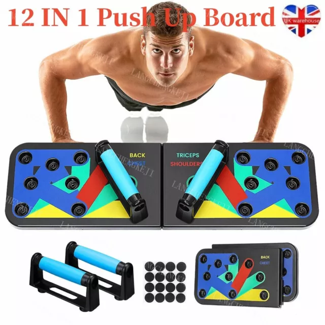 12 in1 Push Up Rack Board Fitness Workout Train Gym Muscle Exercise Pushup Stand