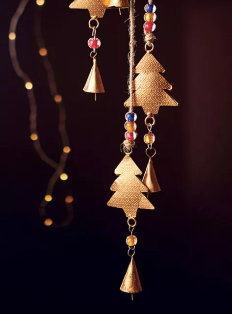 Mobiles Windglockenspiel mit Glocken und Perlen Hängedeko vier Weihnachtsbäume