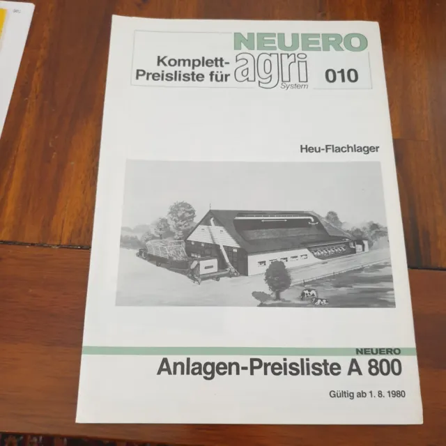 NEUERO AGRI Preisliste 10 Heuflachlager Schlepper Traktor Prospekt Programm