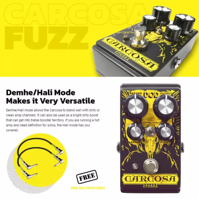 FUZZ PERDAL DOD-CARCOSA Analog Fuzz Effects Pedal W-CABLES by DIGITECH