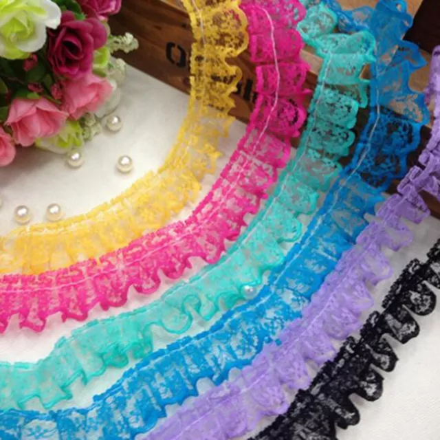 35 Meters Ruffle Unilateral Lace Trim Ribbon 23mm Sewing Wedding Color Choice