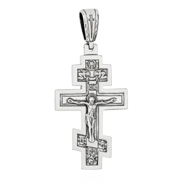 SILBER KREUZ 925 Sterling Orthodoxe Anhänger k38 крест серебрянный
