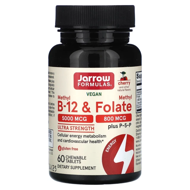 JARROW FORMULAS VEGAN Methyl B-12 & Methyl Folate Chewables, Free P&P £ ...