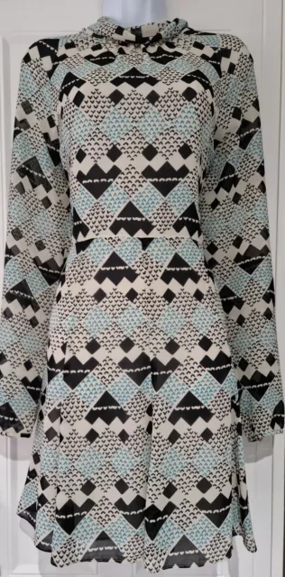 WOMENS REISS BLACK Geometric Chiffon Ardelle Fit And Flare Mini
