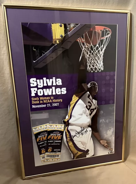 Sylvia Fowles #34 Framed Signed Poster LSU Autographed NCAA WNBA Lynx Basketball