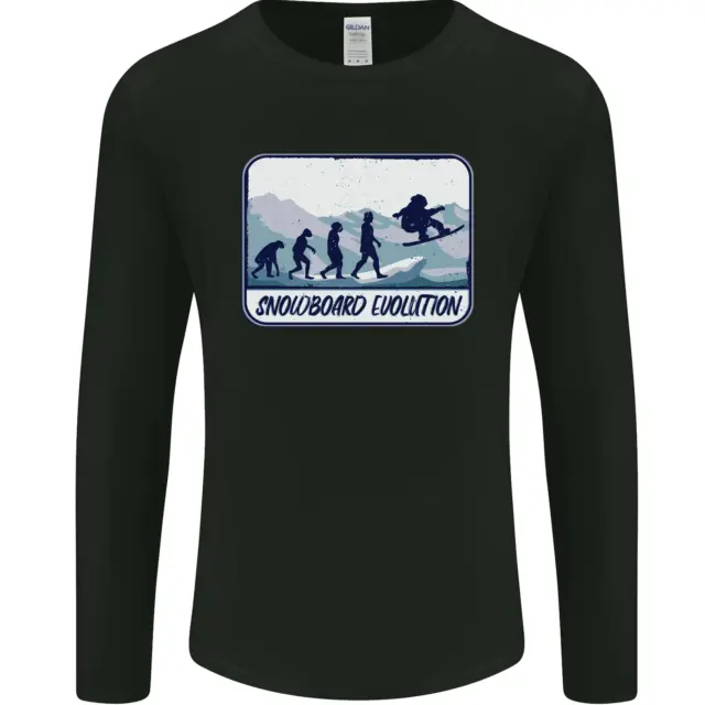Snowboard Evolution Divertente Snowboarder da Uomo Manica Lunga T-Shirt