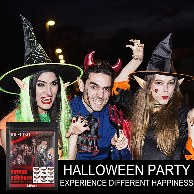 Calcomanías de labios de terror de Halloween sonrisa extraña 12 piezas para brazo cara cuello mano