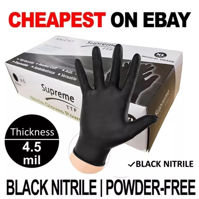 Black Nitrile Powder & Latex Free Thick Disposable Gloves Tattoo Mechanic 100