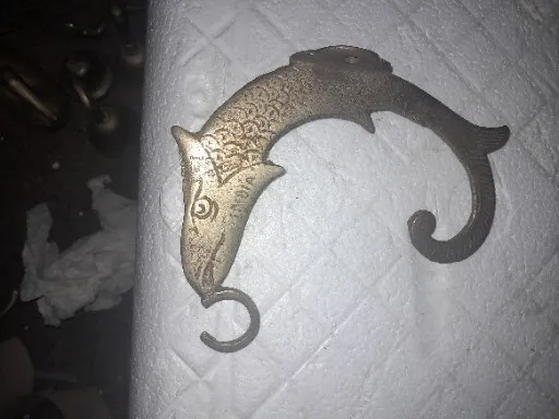 Vintage Brass Fish Koi Coat or Towel Hook Hanger