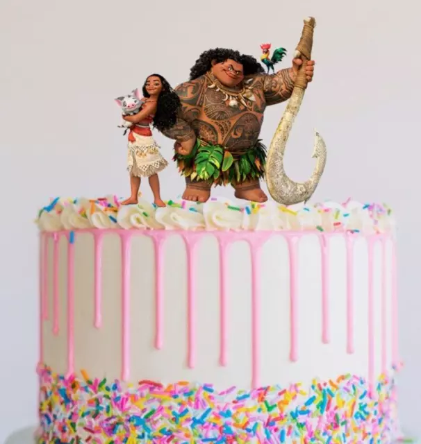 1 x MOANA & MAUI Edible Cake Topper Wafer Card STAND UP DISNEY Birthday Party