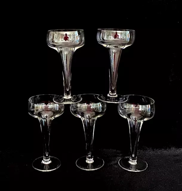 MCM ROSENTHAL Crystal Lotus Hollow Stem Champagne Goblets Set of 5