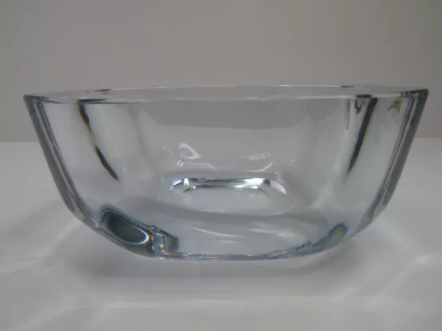 Vintage Heavy Clear Crystal Glass Vase Mcm Mid Century Bowl