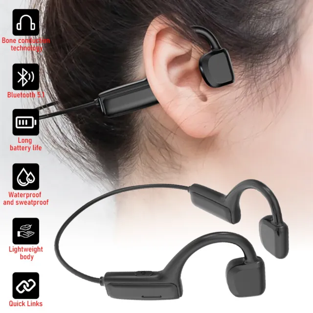 Bone Conduction Headphones Wireless Bluetooth 5.1 Earbuds Outdoor Sport Headset
