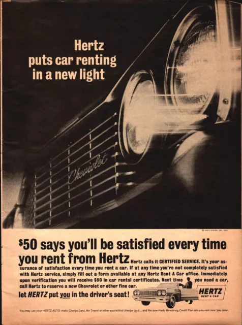 1964 Hertz Car Rental/ Bell Telephone System 8.5x11 Vintage Paper Print Ad