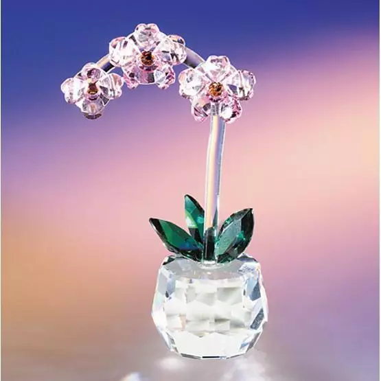 New Crystal World Art Shade Orchid Figurine Miniature