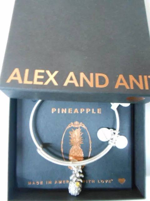 Alex and Ani PINEAPPLE III Expandable Wire Bracelet Rafaelian Silver NWTBC
