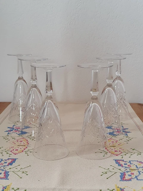 Ensemble de 6 Verres à Champagne - Flûtes - Cristal Taillé - Vintage