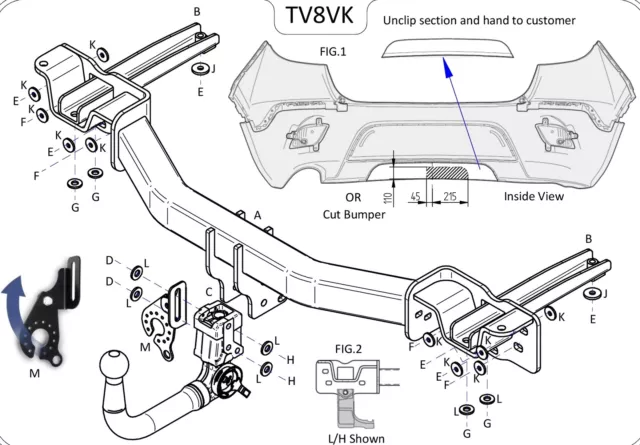 Towtrust Vertical Detachable Towbar For Vauxhall Opel Mokka SUV 2012 To 2016