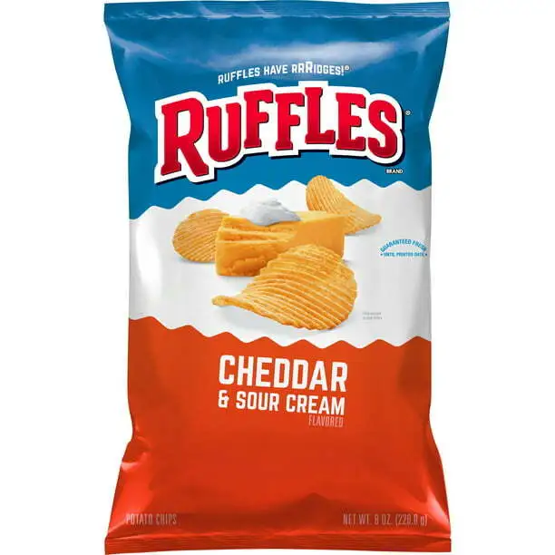 Ruffles Pomme de Terre Chips Cheddar & Aigre Crème Goût 237ml Deux Paquet Exp