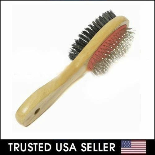 Double Side Bristle & Pin Pet Dog Cat Hair Grooming Brush Fur Shedding Tool NEW