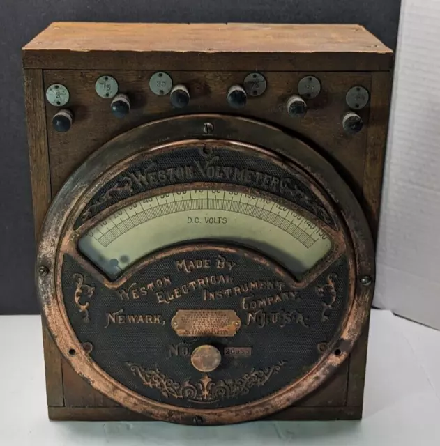 WESTON ELECTRICAL INSTRUMENTS ANTIQUE VOLT METER PATENT 1890s STEAMPUNK USA WESTON ELECTRICAL INSTRUMENTS ANTIQUE VOLT METER PATENT 1890s STEAMPUNK USA