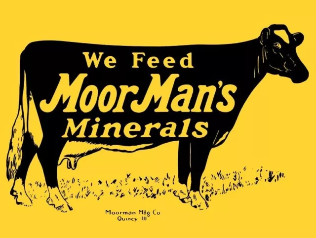 Moor Man's Minerals, Cow Theme. Quincy IL NEW METAL SIGN: 12x16" & Free Shipping