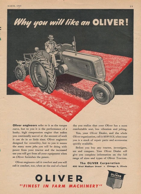 Magazine Ad - 1947 - Oliver Tractors - Model 70