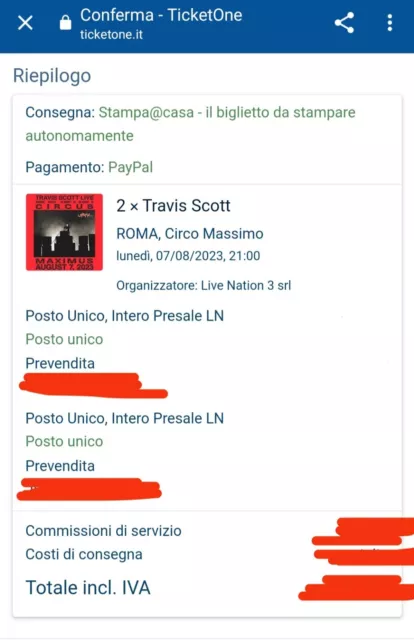 Biglietti Travis Scott Posto Unico Circo Massimo ROMA 7/08/23