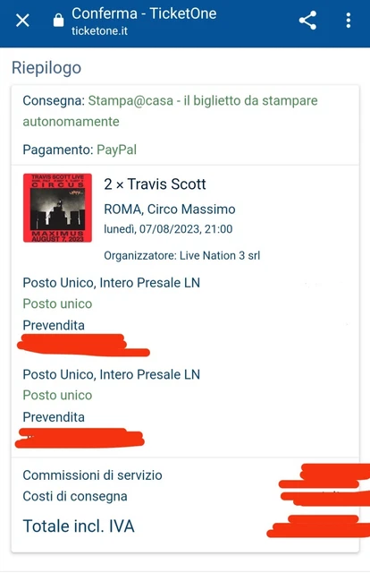 Biglietti Travis Scott Posto Unico Circo Massimo ROMA 7/08/23