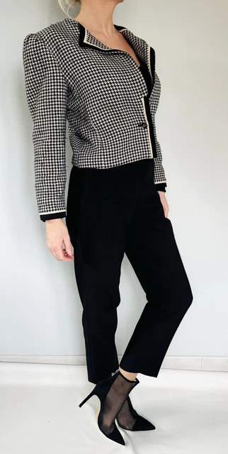 Veste Pied De Poule Caroll Paris Rouge - Taille 36 - Laine - Vintage Années 80