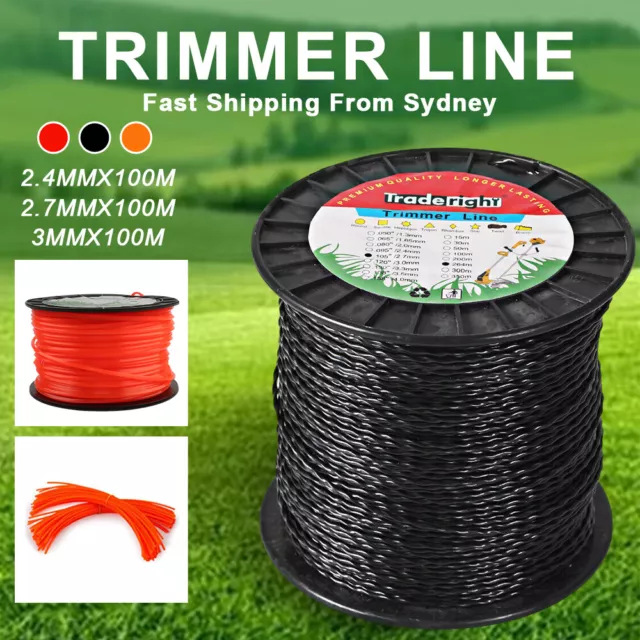 COMMERCIAL USE TRIMMER LINE 2.4MM/2.7MM/3.0MM*100M MOWING Whipper Snipper Cord