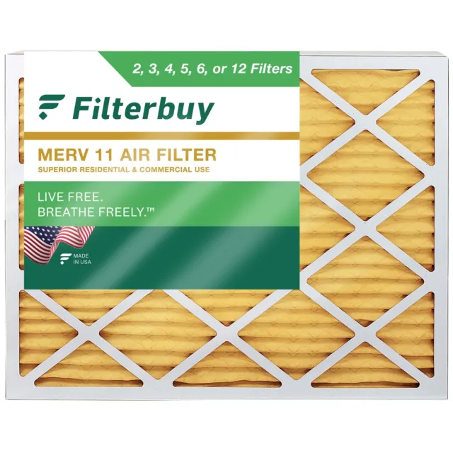 Filterbuy 20x25x2 Pleated Air Filters, Replacement for HVAC AC Furnace (MERV 11)