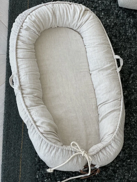 Baby Nest by Audrey & Me - Natural Linen & Stripe As New