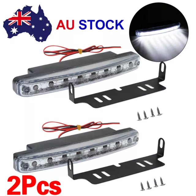 2X 8 LED Car Daylight Driving Light DRL Daytime Running Bright Head Lamp Lights