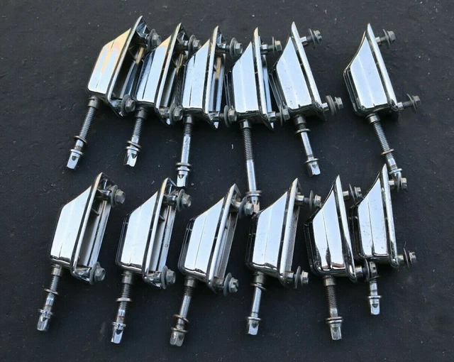 12 VINTAGE 1970s ROGERS BASS DRUM LARGE CHROME TOM LUGS BEAVERTAIL BIG R 609322