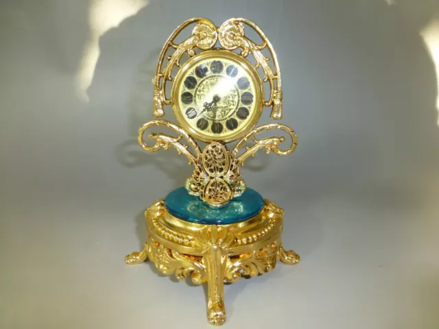 Rare Vintage German Gold Gilt Ormolu Ornate Mantel Alarm Clock (Watch The Video)