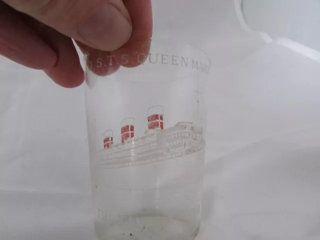 RMS Queen Mary Cunard White Star Line 1934 Souvenir Glass for Launch of Ship